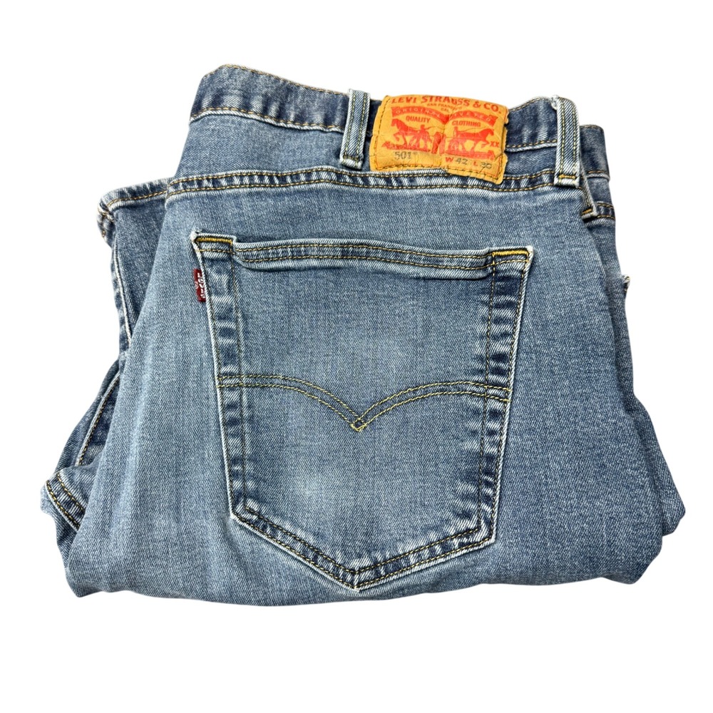 Levi's‎ 501 Jeans Mens 42x30 (41x29 ACTUAL) Button Fly Original Fit Blue Denim